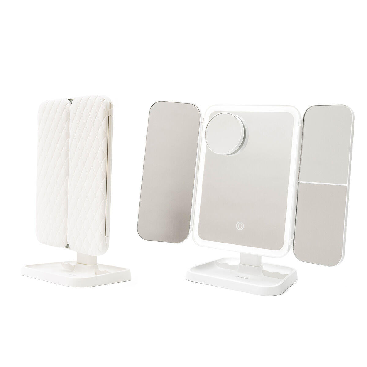 Espejo de Maquillaje Tríptico Recargable con Aumento y Luz LED Miled InnovaGoods