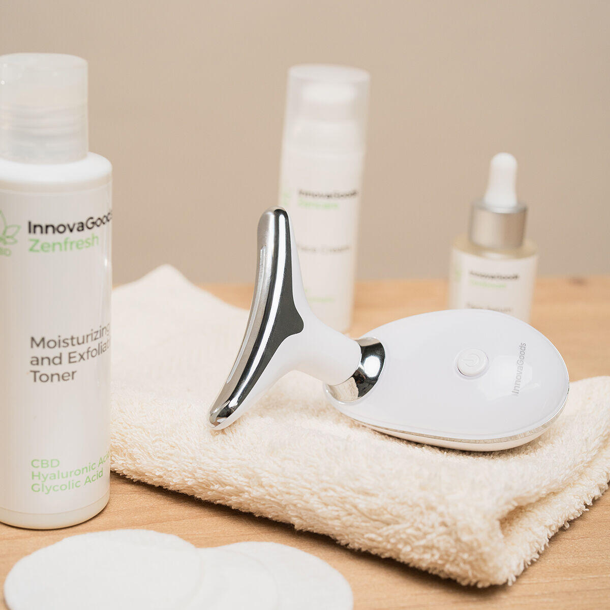 Masajeador Facial Eléctrico Reafirmante para Cara y Cuello con LED, EMS y Calor Selora