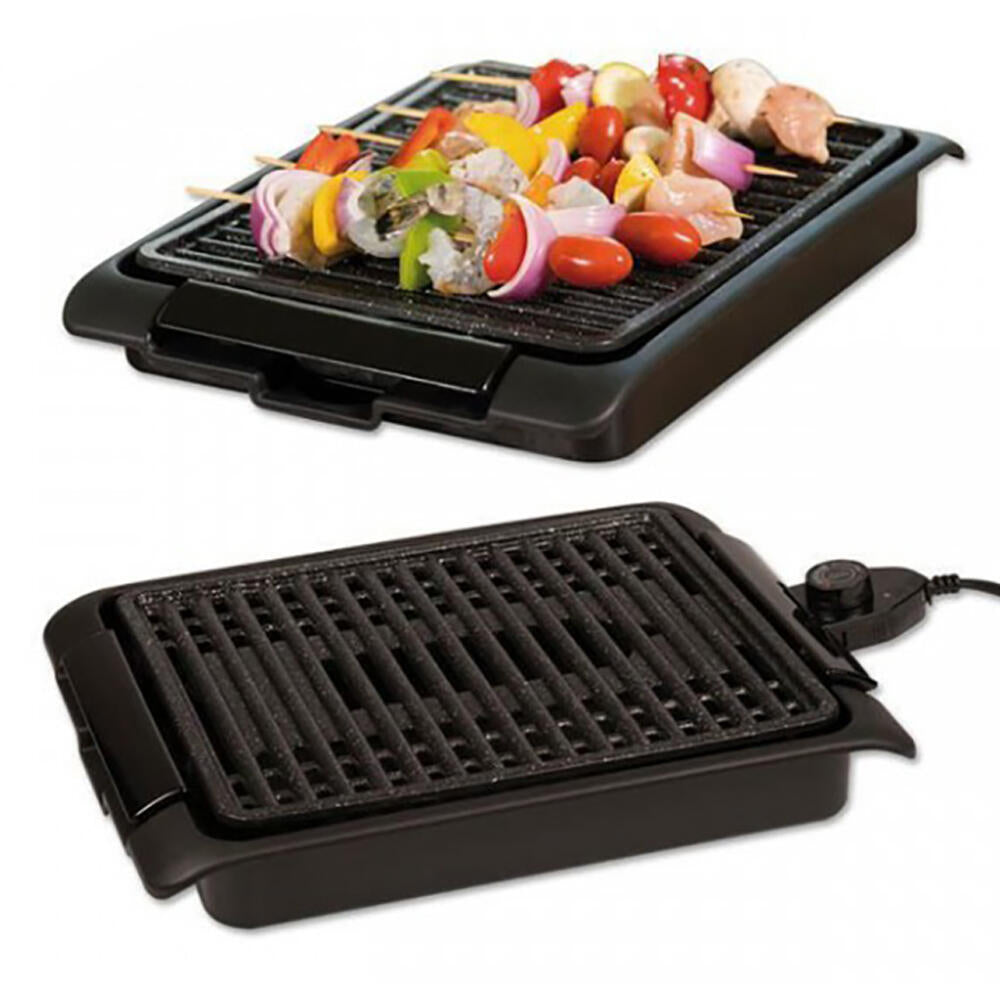 Grill Eléctrico Sin Humos De 1250w Con Parrilla De Aluminio Antiadherente Superficie 25,5×30,5cm