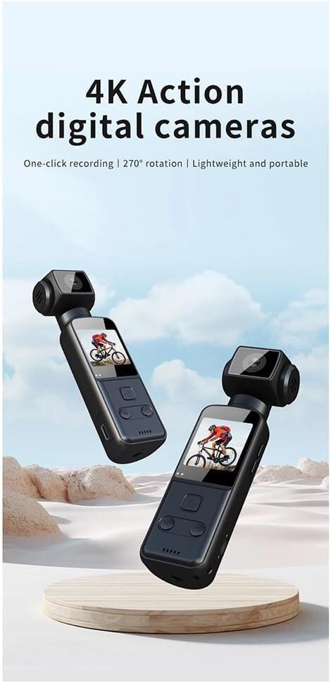 Cámara Digital de Bolsillo 4K – Rotación 270°, WiFi, Estabilización y Grabación en Movimiento